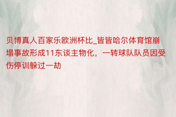 贝博真人百家乐欧洲杯比_皆皆哈尔体育馆崩塌事故形成11东谈主物化，一转球队队员因受伤停训躲过一劫